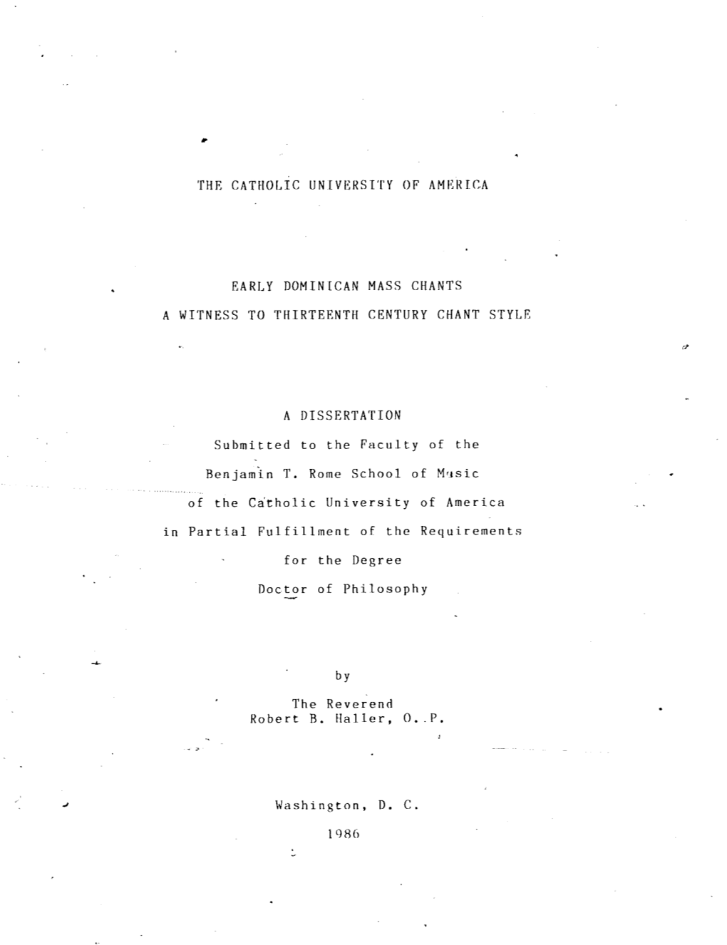 Early Dominican Mass Chants: a Witness to Thirteenth-Century