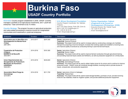 Burkina Faso USADF Country Portfolio