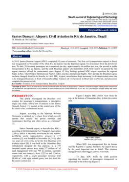 Santos Dumont Airport: Civil Aviation in Rio De Janeiro, Brazil Dr