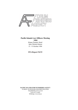 FFA Report 94/33 Pacific Islands Law Officers Meeting 1994