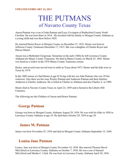 THE PUTMANS of Navarro County Texas