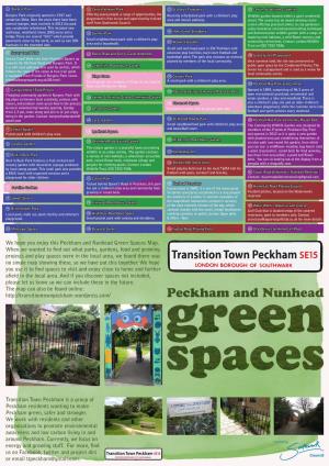 Peckham and Nunhead Green Spaces Map