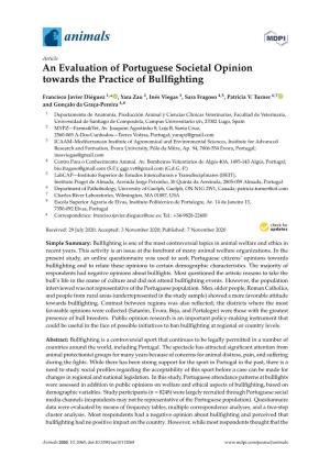 An Evaluation of Portuguese Societal Opinion Towards the Practice of Bullfighting
