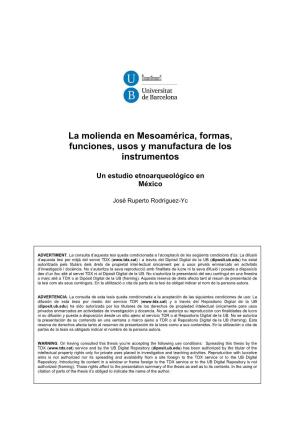 La Molienda En Mesoamérica, Formas, Funciones, Usos Y Manufactura De Los Instrumentos