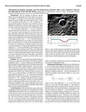 The Depth of Simple Craters and the Permanent Shadow They Cast: Evidence for Ice on Mercury but Not on the Moon L