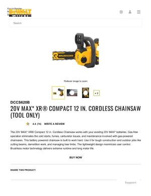 20V Max* Xr® Compact 12 In. Cordless Chainsaw (Tool Only)