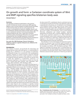 A Cartesian Coordinate System of Wnt and BMP Signaling Specifies Bilaterian Body Axes Christof Niehrs*
