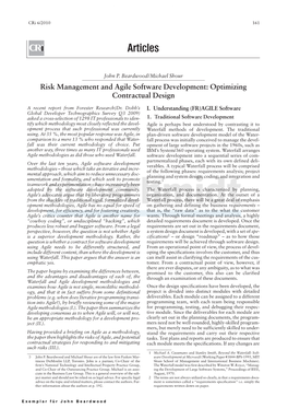 Risk Management and Agile Software Development: Optimizing Contractual Design