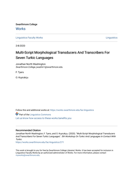 Multi-Script Morphological Transducers and Transcribers for Seven Turkic Languages