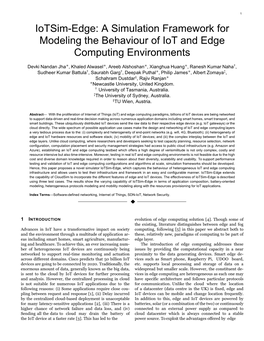 A Simulation Framework for Modeling the Behaviour of Iot and Edge Computing Environments