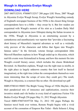 Waugh in Abyssinia Evelyn Waugh