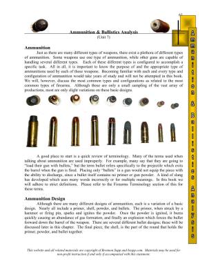 Ammunition & Ballistics Analysis Ammunition Ammunition Design