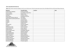 Karoo Large Mammals Check List Note