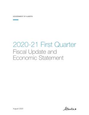2020-21 First Quarter Fiscal Update and Economic Statement