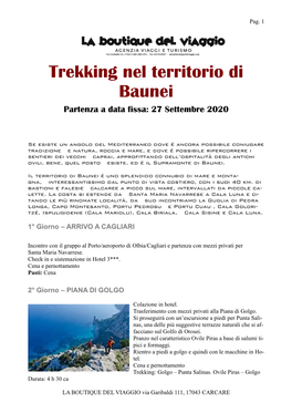 Trekking Nel Territorio Di Baunei Partenza a Data Fissa: 27 Settembre 2020