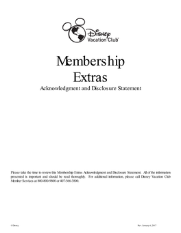 Membership Extras Acknowledgment and Disclosure Statement
