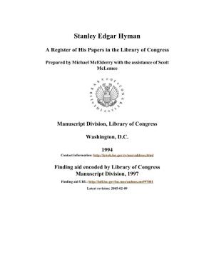 Papers of Stanley Edgar Hyman