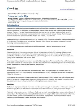 Osteonecrosis, Hip: [Print] - Emedicine Orthopedic Surgery Página 1 De 18