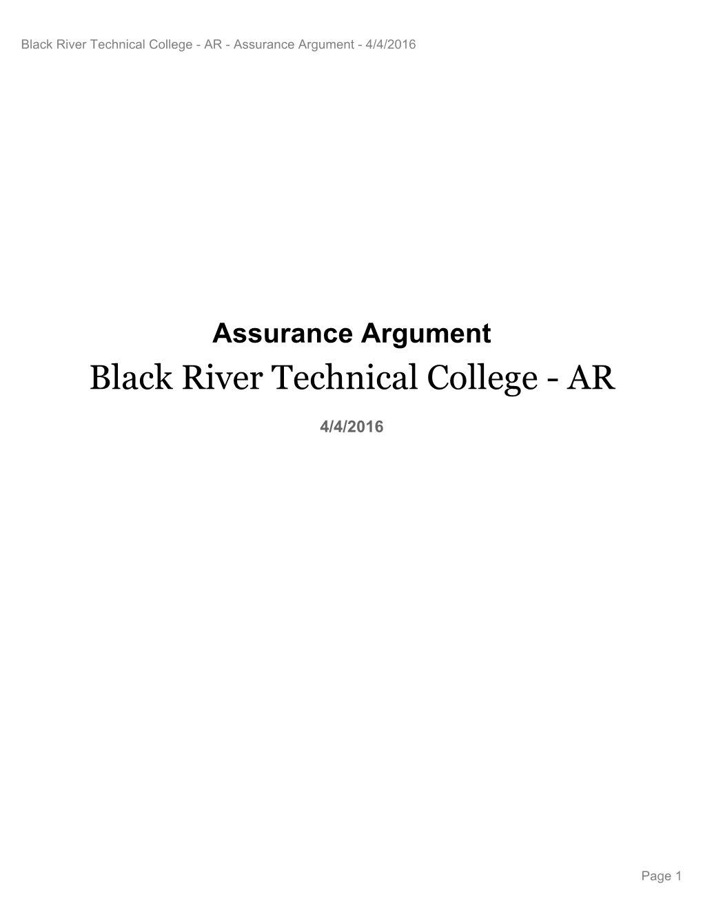 AR - Assurance Argument - 4/4/2016