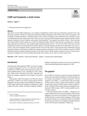 CGRP and Headache: a Brief Review