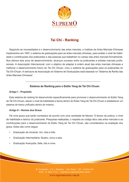 Sistema De Ranking Para O Estilo Yang De Tai Chi Chuan