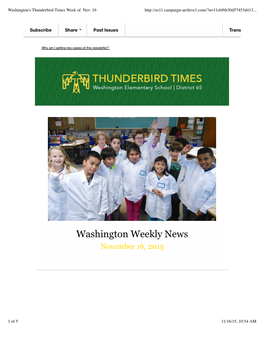 Washington's Thunderbird Times Week of Nov. 16