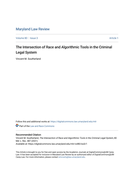 The Intersection of Race and Algorithmic Tools in the Criminal Legal System