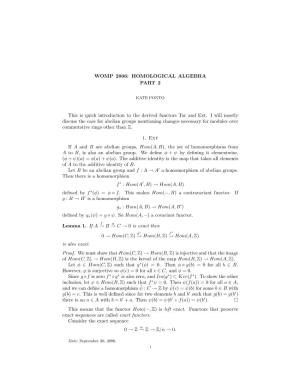WOMP 2006: HOMOLOGICAL ALGEBRA PART 2 This Is Quick