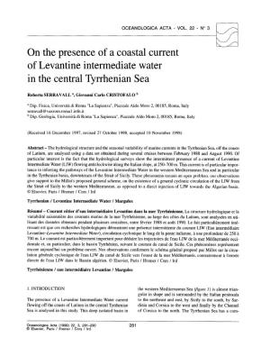 On the Presence of a Coastal Current of Levantine Intermediate Water in the Central Tyrrhenian Sea