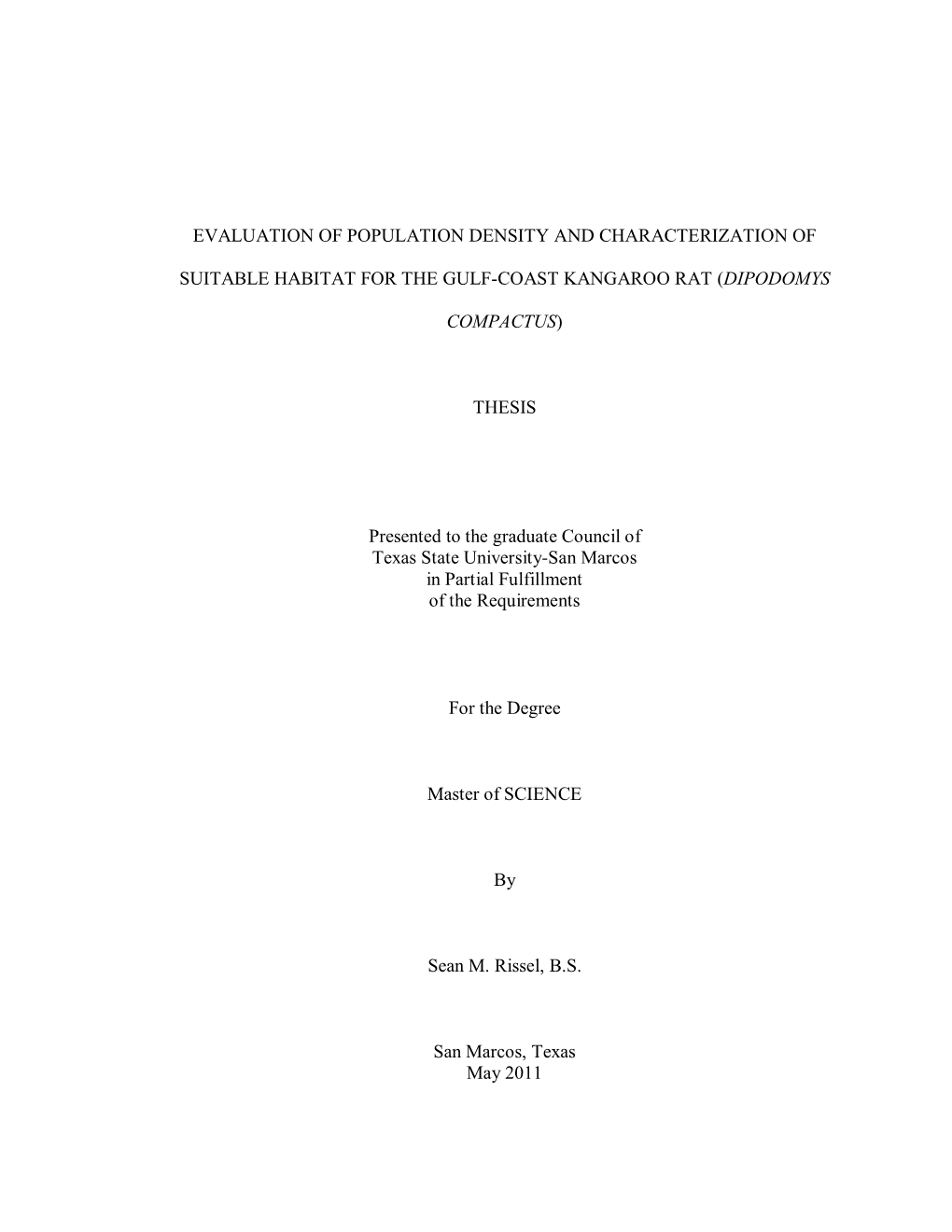 Evaluation of Population Density and Characterization Of