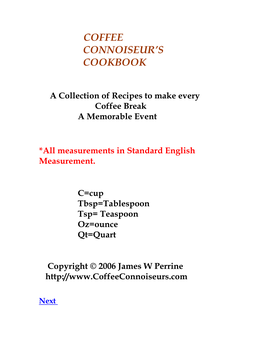 Coffee Connoiseur's Cookbook