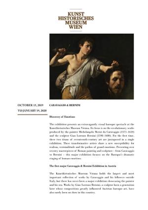 CARAVAGGIO & BERNINI Discovery of Emotions the Exhibition Presents