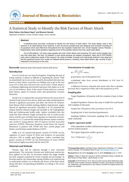 A Statistical Study to Identify the Risk Factors of Heart Attack