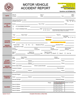 Motor Vehicle Accident Report