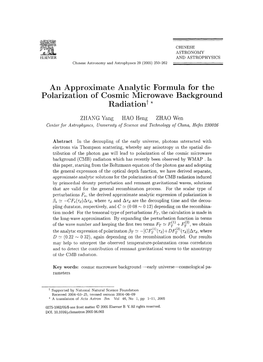 An Approximate Analytic Formula for the Polarization of Cosmic Microwave Background Radiationt *