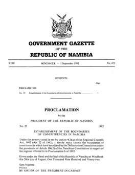 Government Gazet'i'e Republic of Namibia
