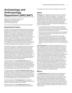 Archaeology and Anthropology Department (ARC/ANT) 1