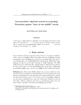 Non-Associative Algebraic System in Cryptology. Protection Against "Meet in the Middle" Attack