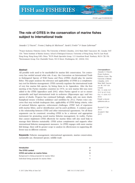 The Role of CITES in the Conservation of Marine Fishes Subject To