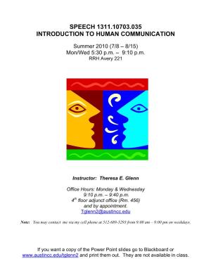 Speech 1311.10703.035 Introduction to Human Communication