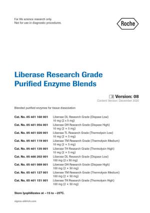 Liberase Research Grade Purified Enzyme Blends ​ 2 Sigma-Aldrich.Com 1