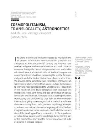 COSMOPOLITANISM, TRANSLOCALITY, ASTRONOETICS a Multi-Local Vantage Viewpoint (Introduction)