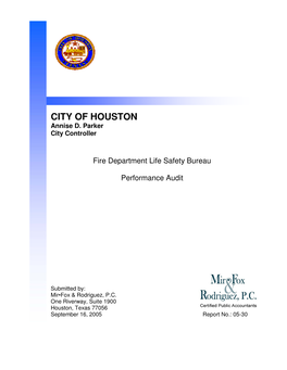 Fire Department Life Safety Bureau Performance Audit
