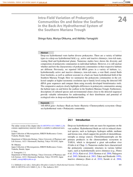 Intra-Field Variation of Prokaryotic Communities on and Below the Seafloor 24 in the Back-Arc Hydrothermal System of the Southern Mariana Trough