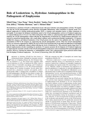 Emphysema Aminopeptidase in the Pathogenesis of Hydrolase 4 Role