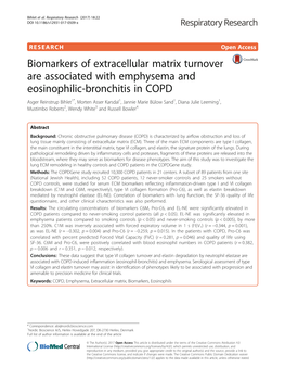 Biomarkers of Extracellular Matrix Turnover Are Associated With