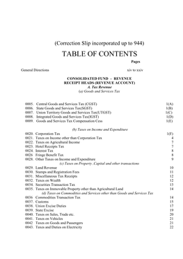 TABLE of CONTENTS Pages
