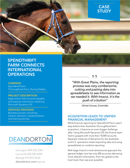 Spendthrift Farm Connects International Operations