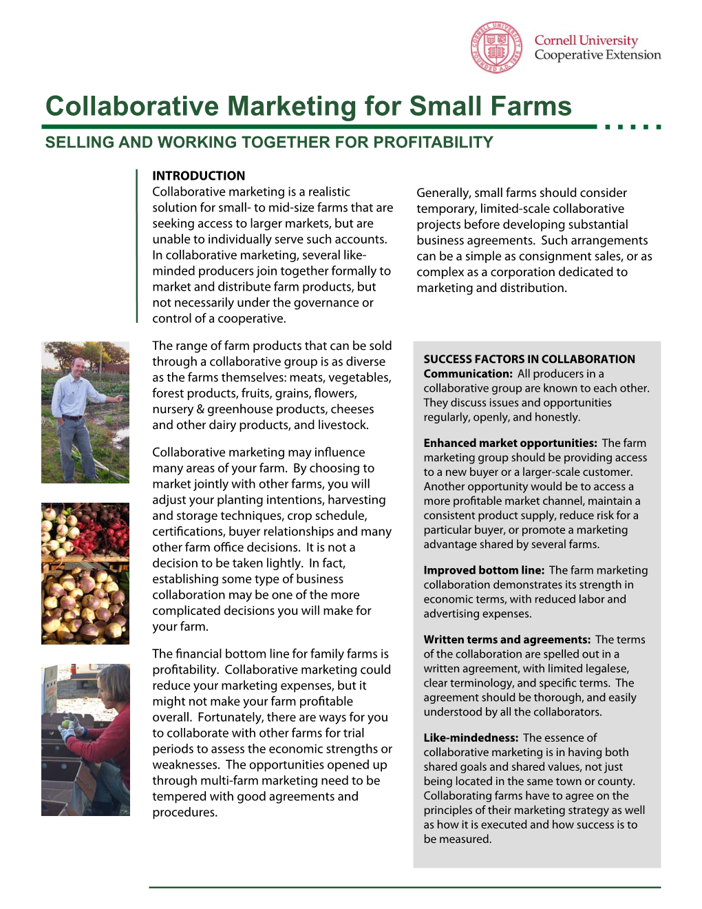 Collaborative Marketing for Small Farms ▪ ▪ ▪ ▪ ▪ SELLING and WORKING TOGETHER for PROFITABILITY