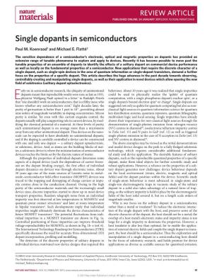 Single Dopants in Semiconductors Paul M